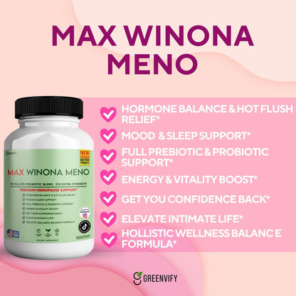 Winona Max Premium Menopause Support — 40B CFU Probiotic, 90 Capsules