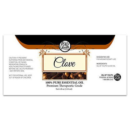 Oil of Youth Clove Bud Oil 4 oz – Clove Essential Oil for Toothache, Gums, Teeth & Skin