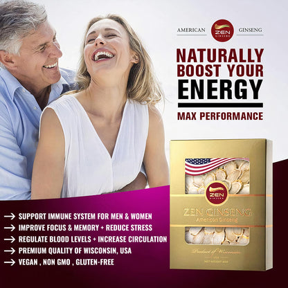 American Wisconsin Ginseng Slices – Energy, Performance & Focus (4 oz)