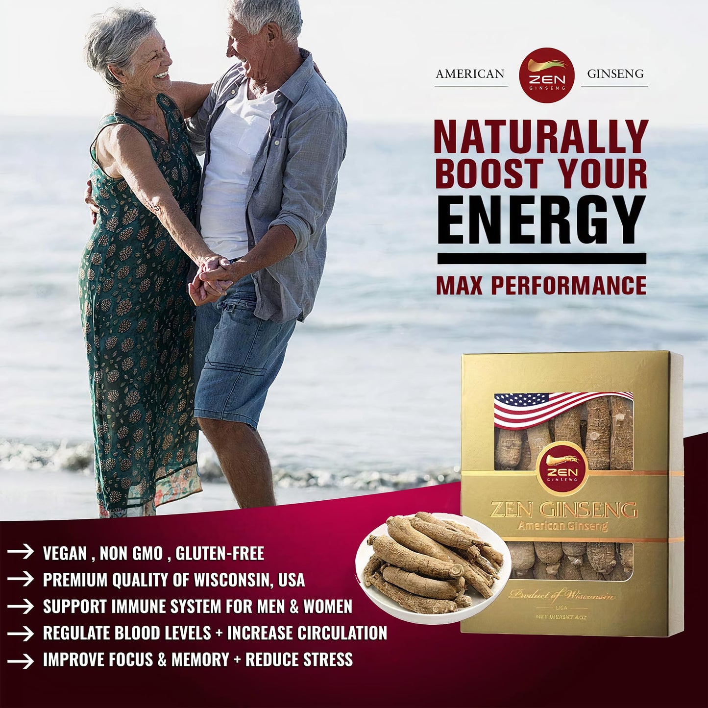 American Wisconsin Ginseng – 4oz (Super Long Jumbo Root) for Performance & Mental Health