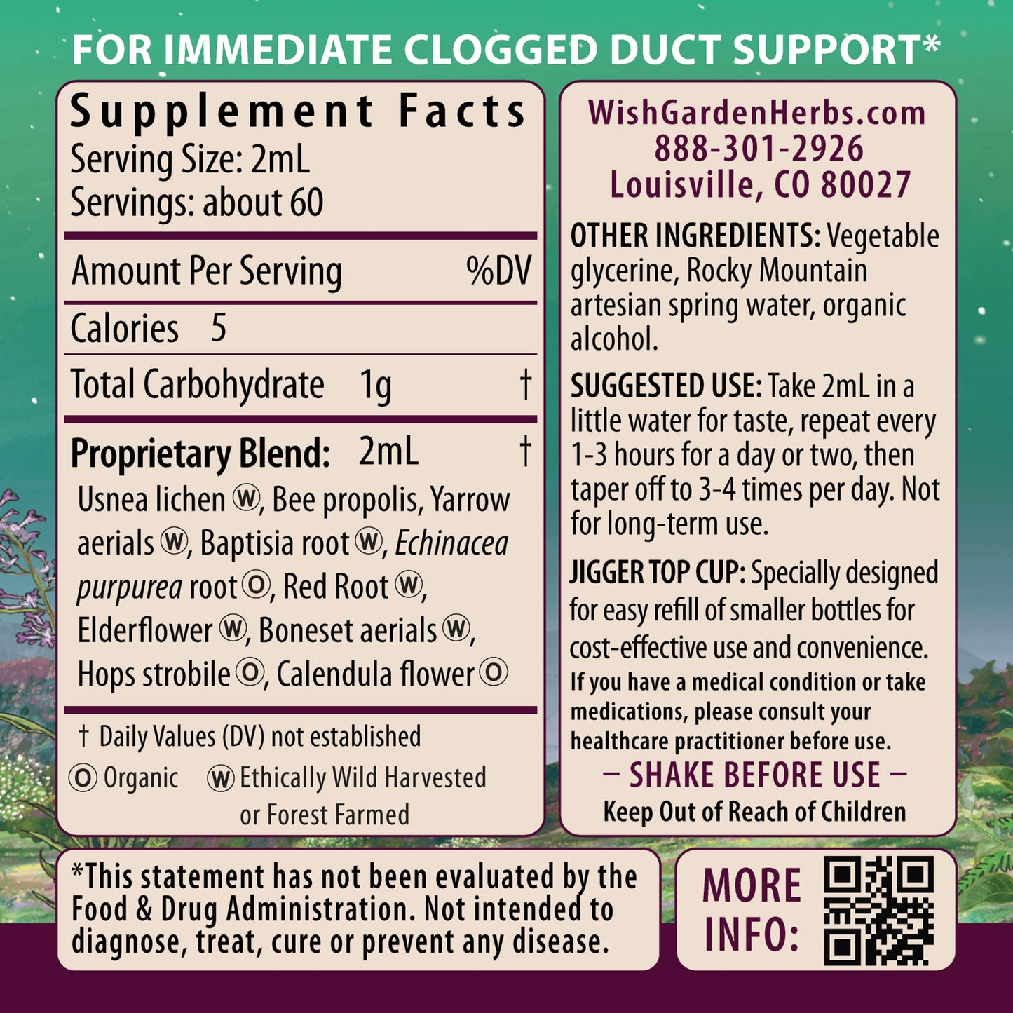 WishGarden Happy Ducts Lactation Support – Herbal Duct Relief Tincture, 4 oz