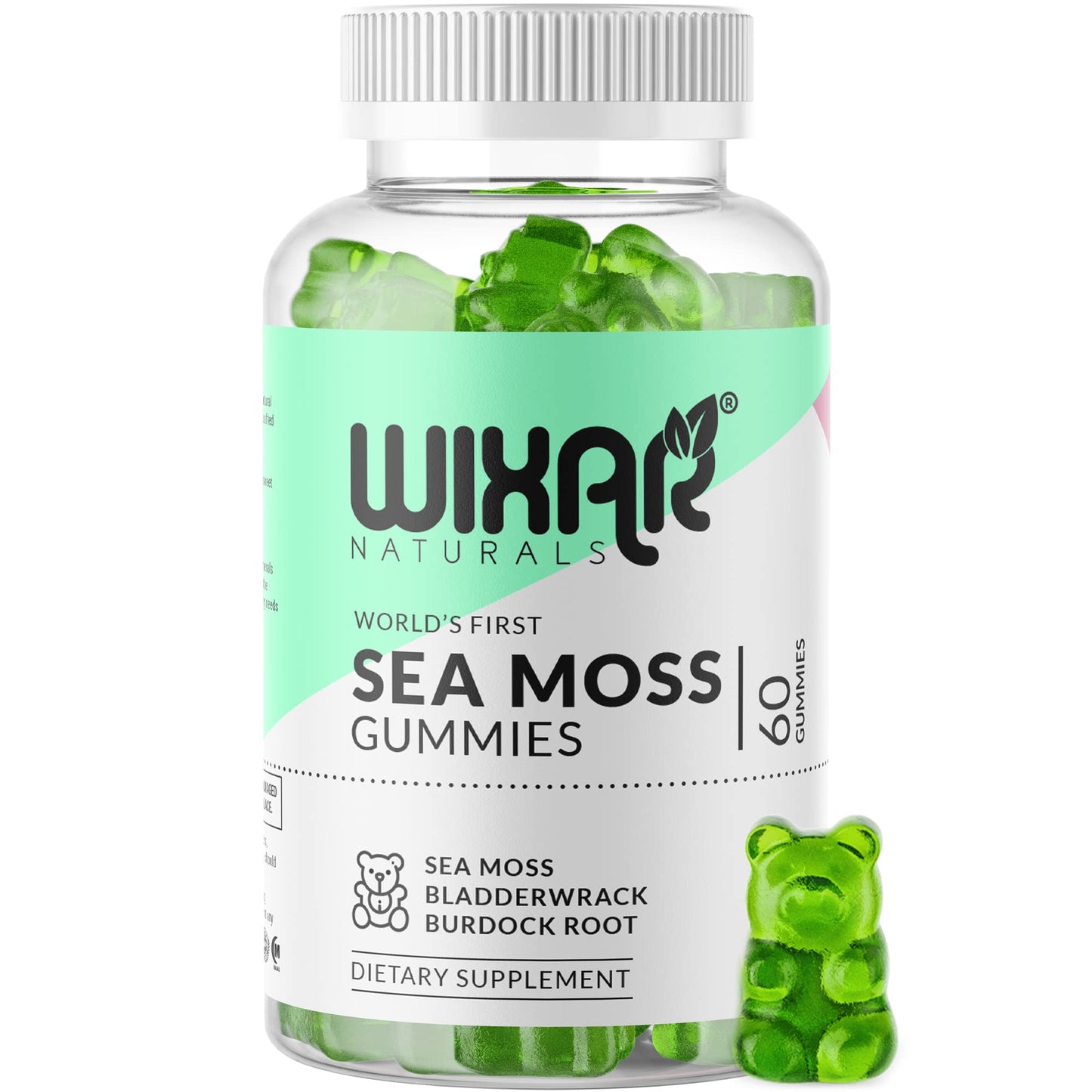 Wixar Naturals Sea Moss Gummies – Irish Sea Moss, Bladderwrack & Burdock – 60 Gummies – Vegan