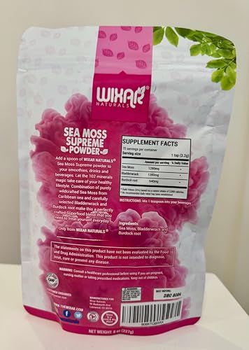 Wixar Wildcrafted Sea Moss Powder - 8oz (Irish Sea Moss + Bladderwrack)