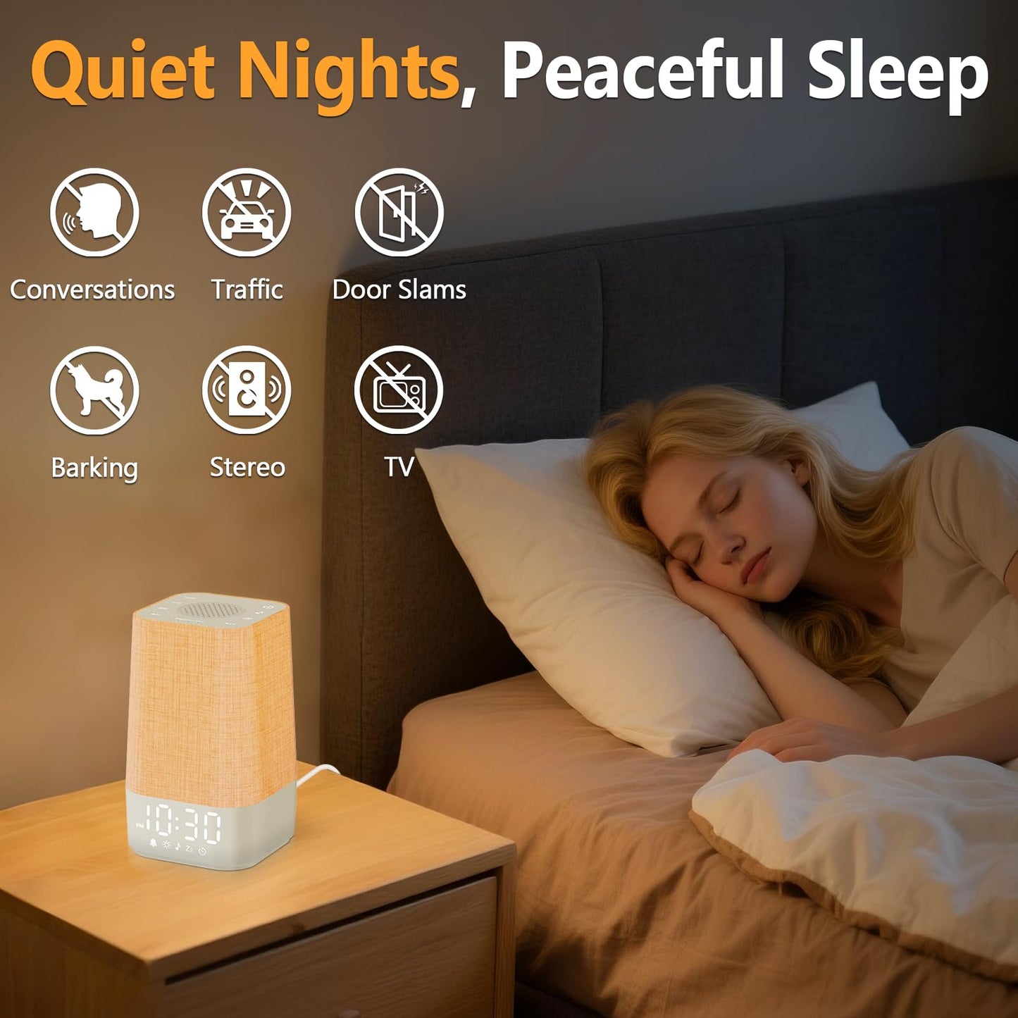 Wkzay White Noise Sound Machine — 30 Soothing Sounds, Sunrise Alarm Clock, Gentle Wake & Night Light