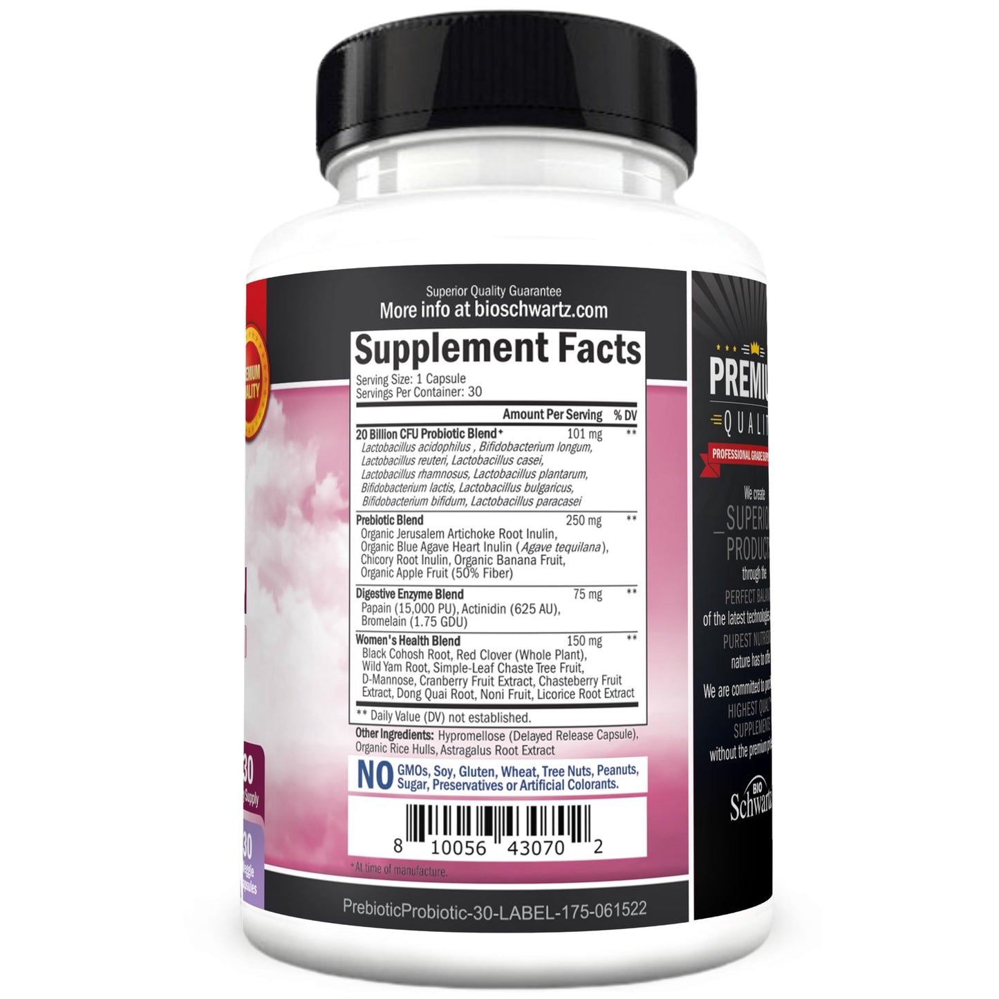 Prebiotics & Probiotics for Women – Gut, Vaginal & Immune Health Support with Black Cohosh & Red Clover (30 Count) | Whole Food Digestive Enzymes