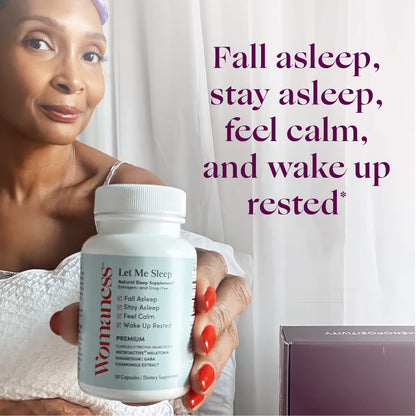 Womaness Let Me Sleep – Natural Sleep Aid with Melatonin 3mg, Magnesium & GABA