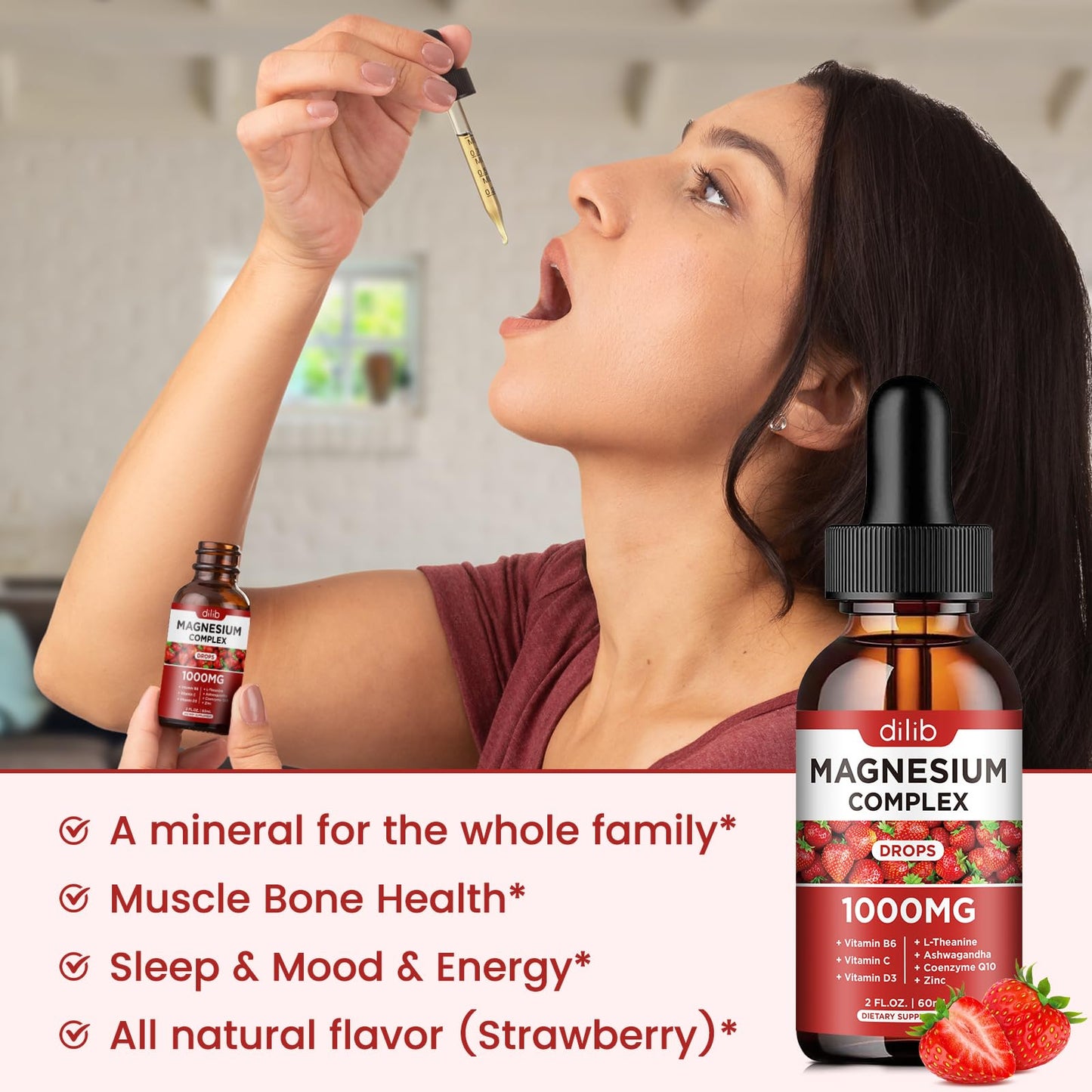 Triple Magnesium Complex Liquid Drops 1000mg - Stress Relief, Calm & Mood Support (2 Pack)