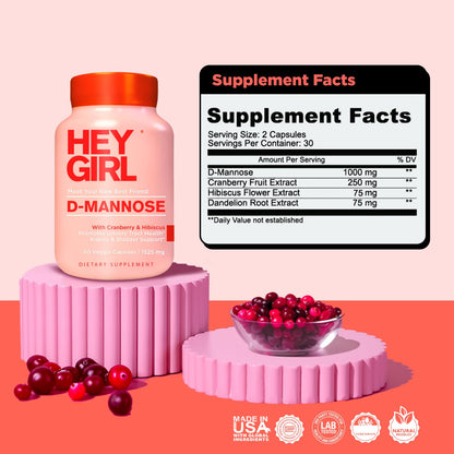 D Mannose Capsules – Fast-Acting UTI Support with Cranberry & Dandelion (60 Capsules)