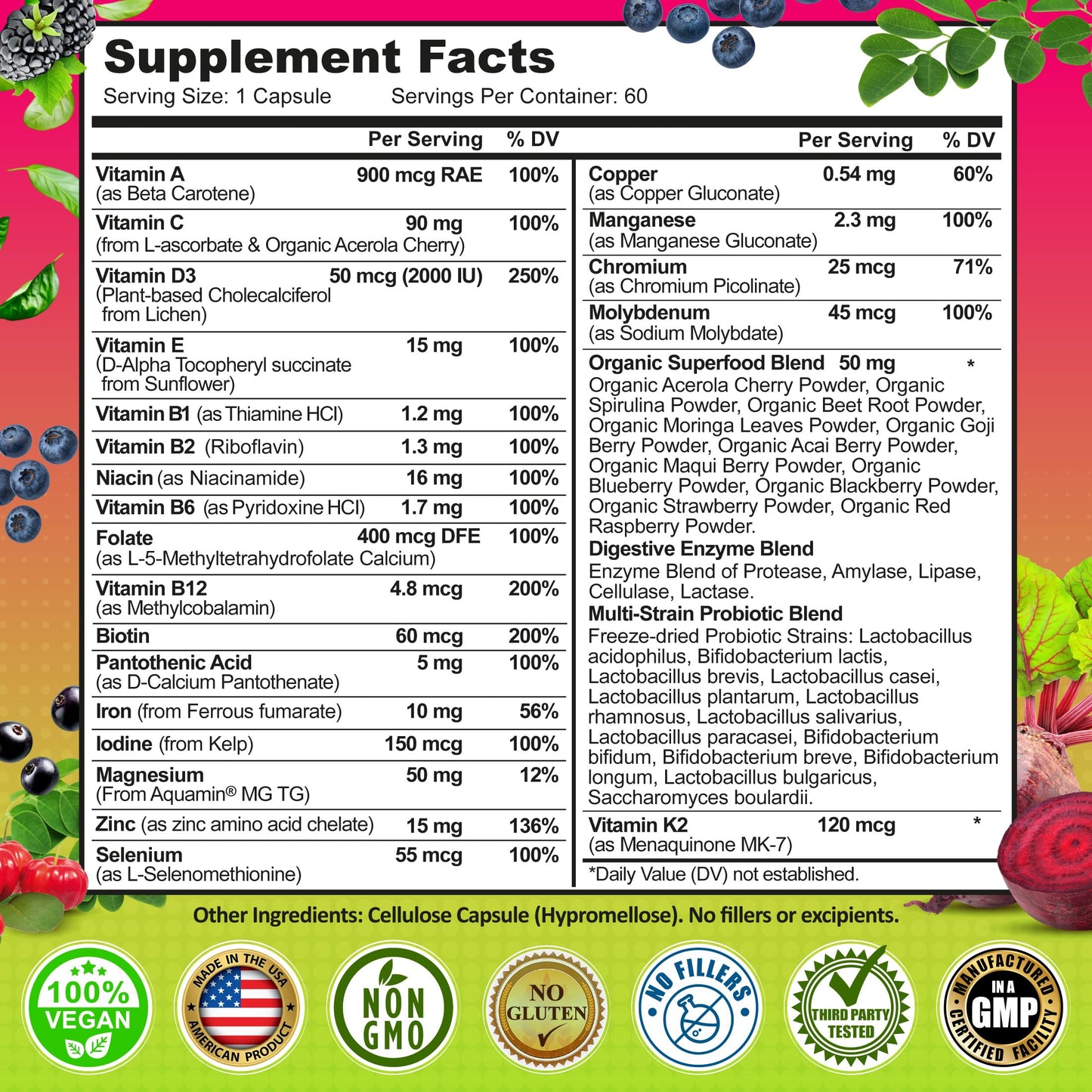 Women's Daily Multivitamin with Iron - Vegan Methylated Multivitamin for Women