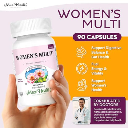 Womens Multivitamin – Methylated Multivitamin for Women with 23 Essential Vitamins | Probiotics & Digestive Support | Kosher (90 Capsules)