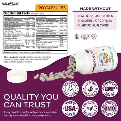 Womens Multivitamin – Methylated Multivitamin for Women with 23 Essential Vitamins | Probiotics & Digestive Support | Kosher (90 Capsules)