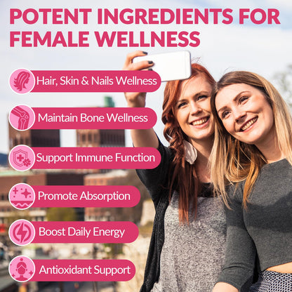 Womens Multivitamin Gummy – Collagen, Iron, Omega-3, Calcium | Sugar Free Daily Vitamins for Skin & Hair