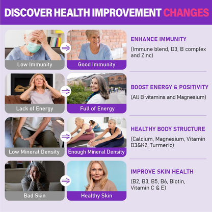 Womens Multivitamin Gummy 50 and Over - Chewable Multi Vitamin A, C, D3, E, K2 & B Complex, Folate, Biotin, Calcium, Magnesium - Support Energy, Immune & Over-All Health