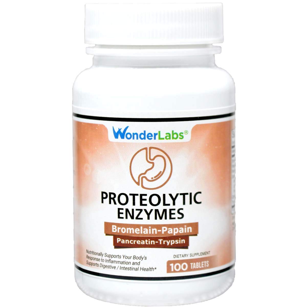 Wonder Laboratories Proteolytic Enzymes – Bromelain, Papain, Pancreatin 550 mg | 100 Tablets | Amylase, Lipase, Protease | Made in USA