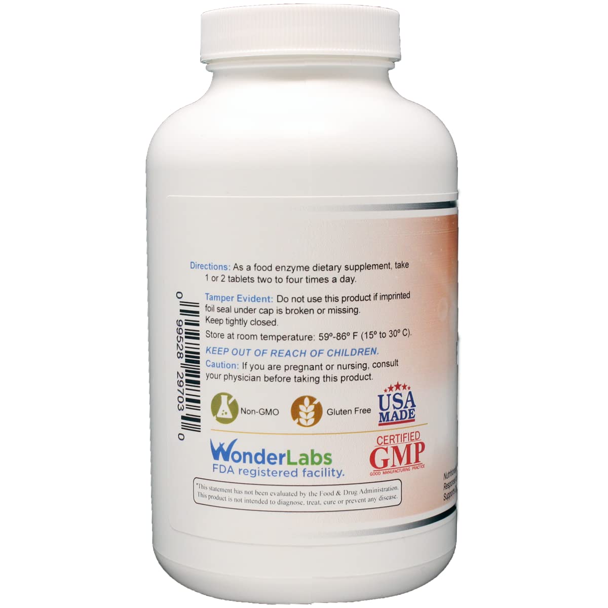 Wonder Laboratories Proteolytic Enzymes 550 mg | Bromelain, Papain, Pancreatin, 300 Tablets