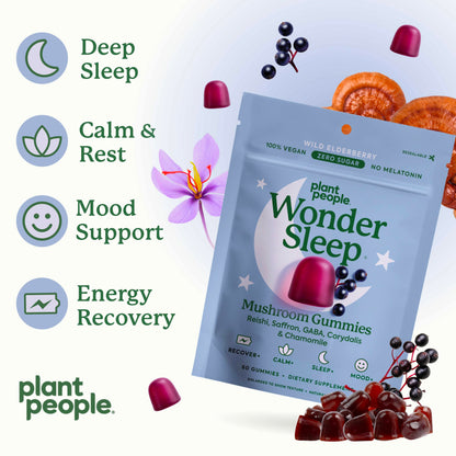 WonderSleep Mushroom Gummies for Sleep & Relaxation – Reishi & Elderberry (60 Count)