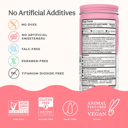 Wonderbelly Antacid Maximum Strength 1000 mg Calcium Carbonate – Strawberry Milkshake Flavor (50 Chewables)