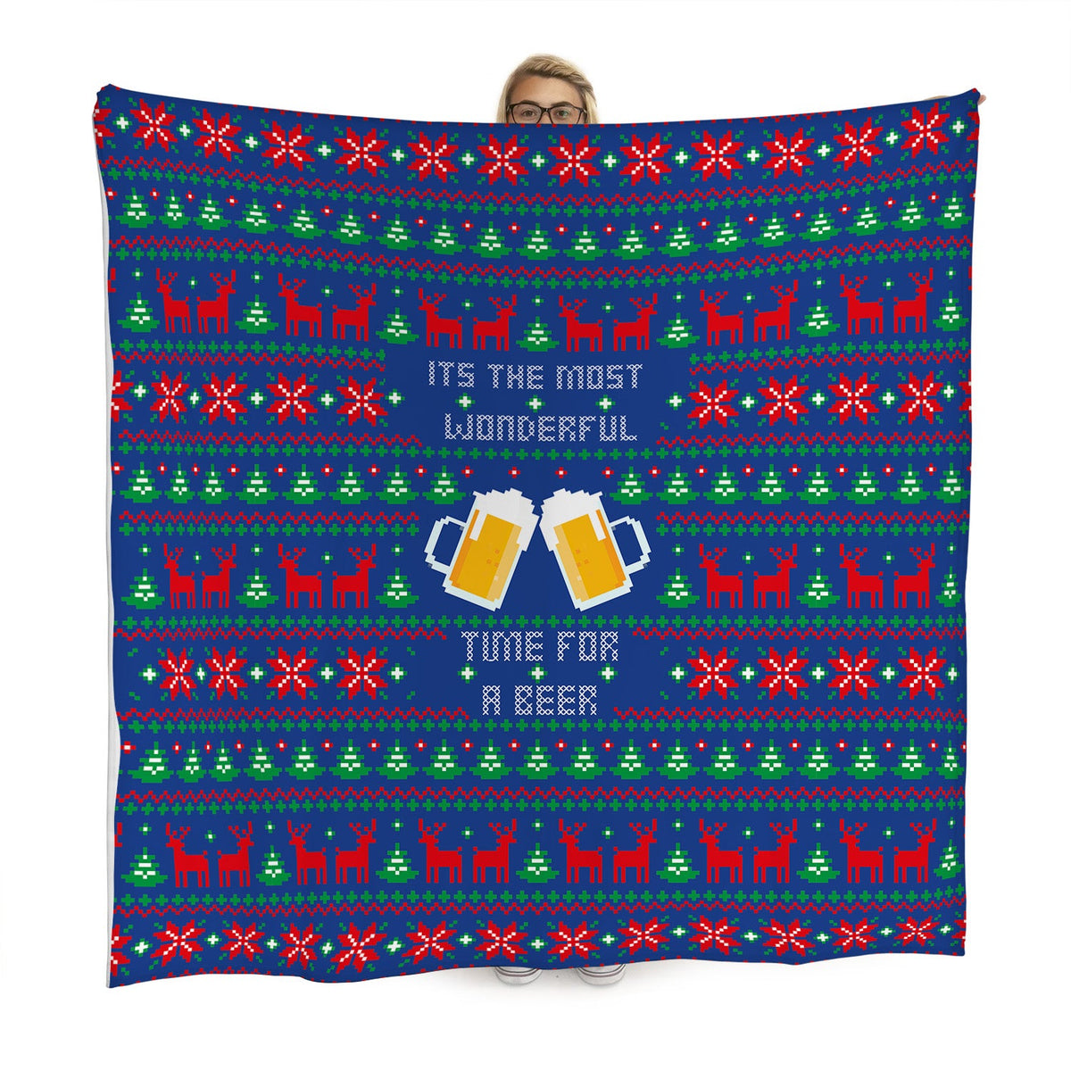 Most Wonderful Time For a Beer - Xmas Jumper - Fleece Blanket