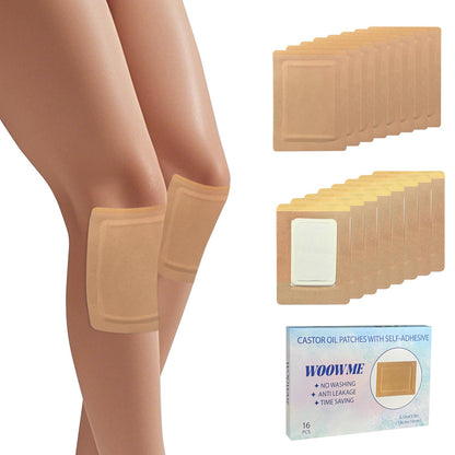 WOOWME 16Pcs Castor Oil Pack Wrap – Disposable Patches with Anti-Leakage Cotton Core, 5.1 x 3.9 in