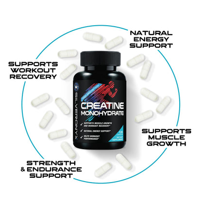 Creatine Monohydrate Capsules 3000mg – Micronized, Fast-Absorbing | 120 Caps