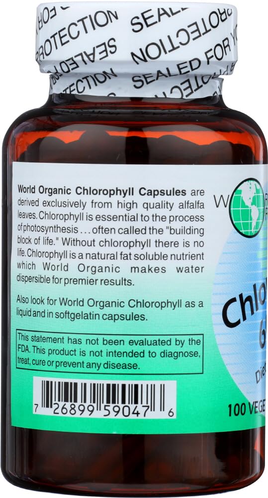 World Organic Chlorophyll 60mg, 100 Count – Dietary Supplement
