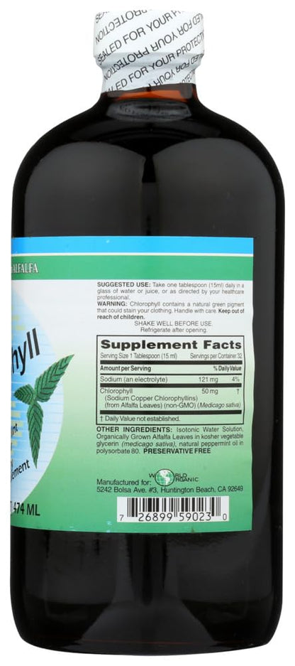 World Organic Liquid Chlorophyll Mint - 50 mg, 16 fl oz