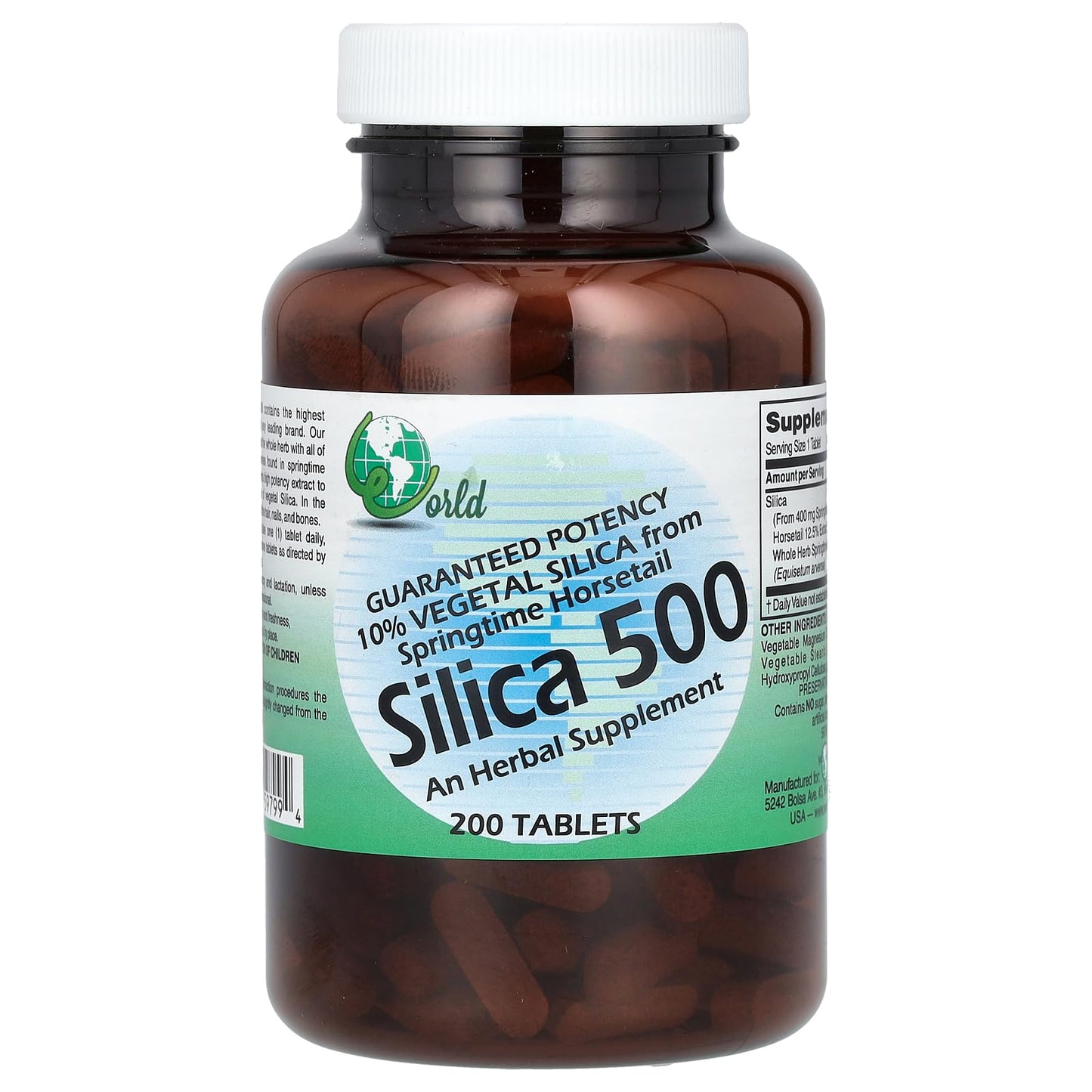 World Organics Silica 500Mg Tabs 200 | Silica Supplement