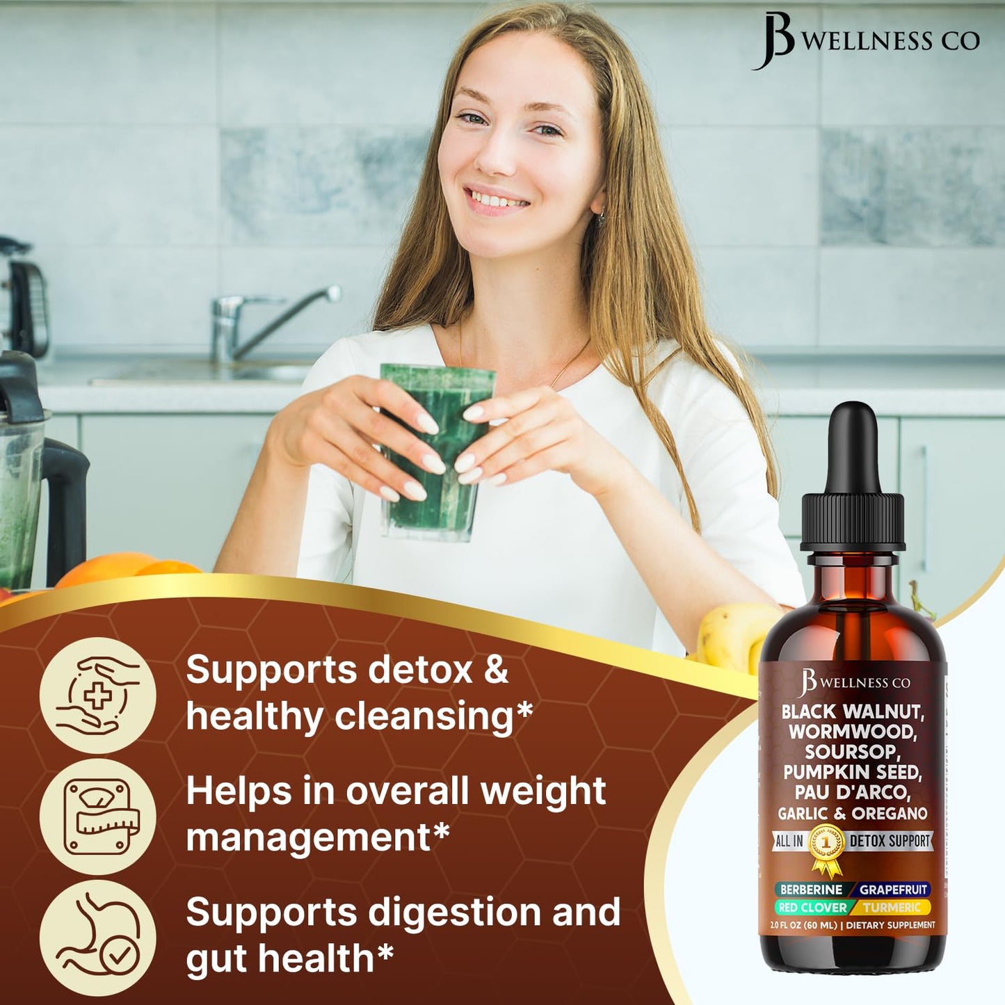 Wormwood Black Walnut Cleanse Drops – Gut Health Supplement 6 oz