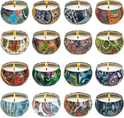 WPONSZU 16-Pack Scented Candles Gift Set – 2.5 oz Soy Tin Candles for Home Décor & Travel