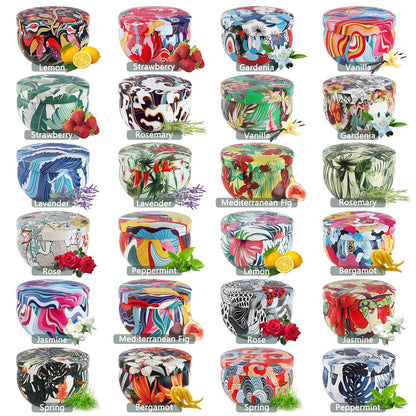 WPONSZU 24-Pack Scented Candles Gift Set – 2.5 oz Soy Wax Travel Tin Jars