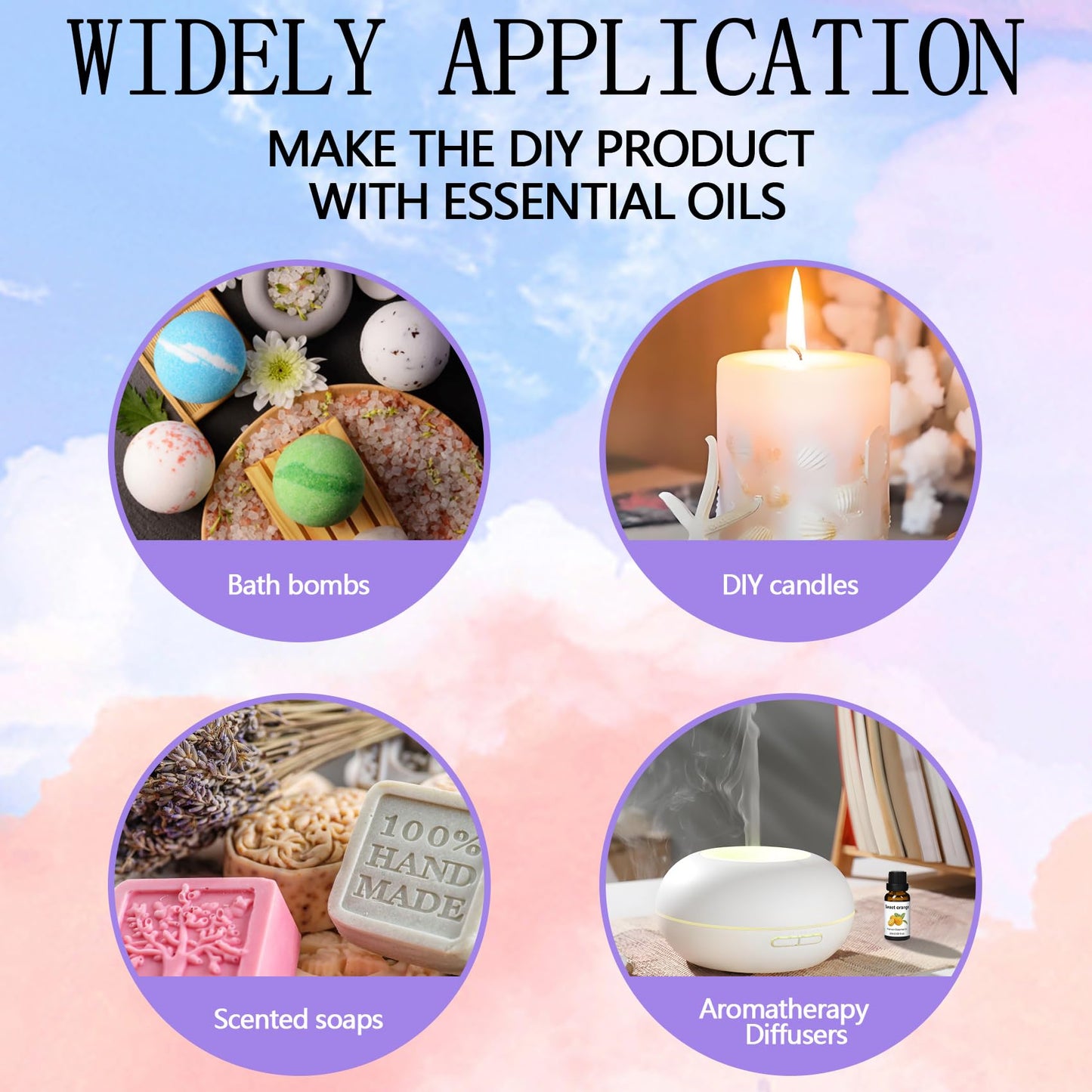 Wtrcsv Essential Oils Set – Eucalyptus, Lavender, Cedarwood & Sweet Orange | Diffuser & DIY Projects