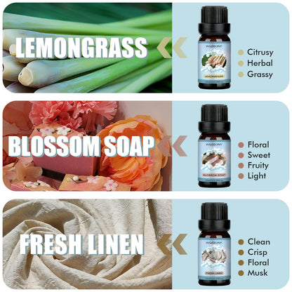 WUSEONY Clean Fragrance Oils Set – Premium Diffuser Essential Oils