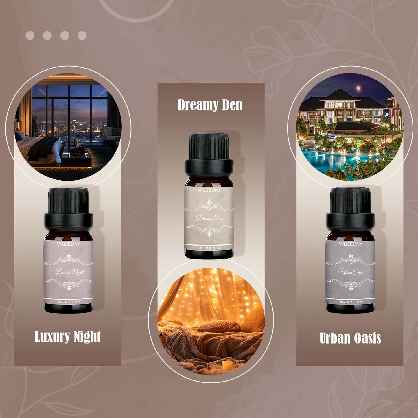 WUSEONY Hotel Diffuser Oils Gift Set – Luxury Aromatherapy for Home