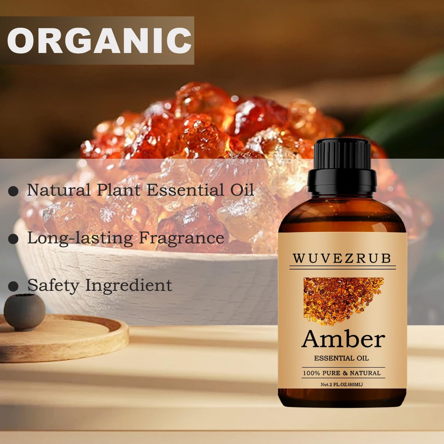 Wuvezrub Amber Essential Oils 60ML – 100% Pure & Natural for Aromatherapy Diffusers (2 oz)