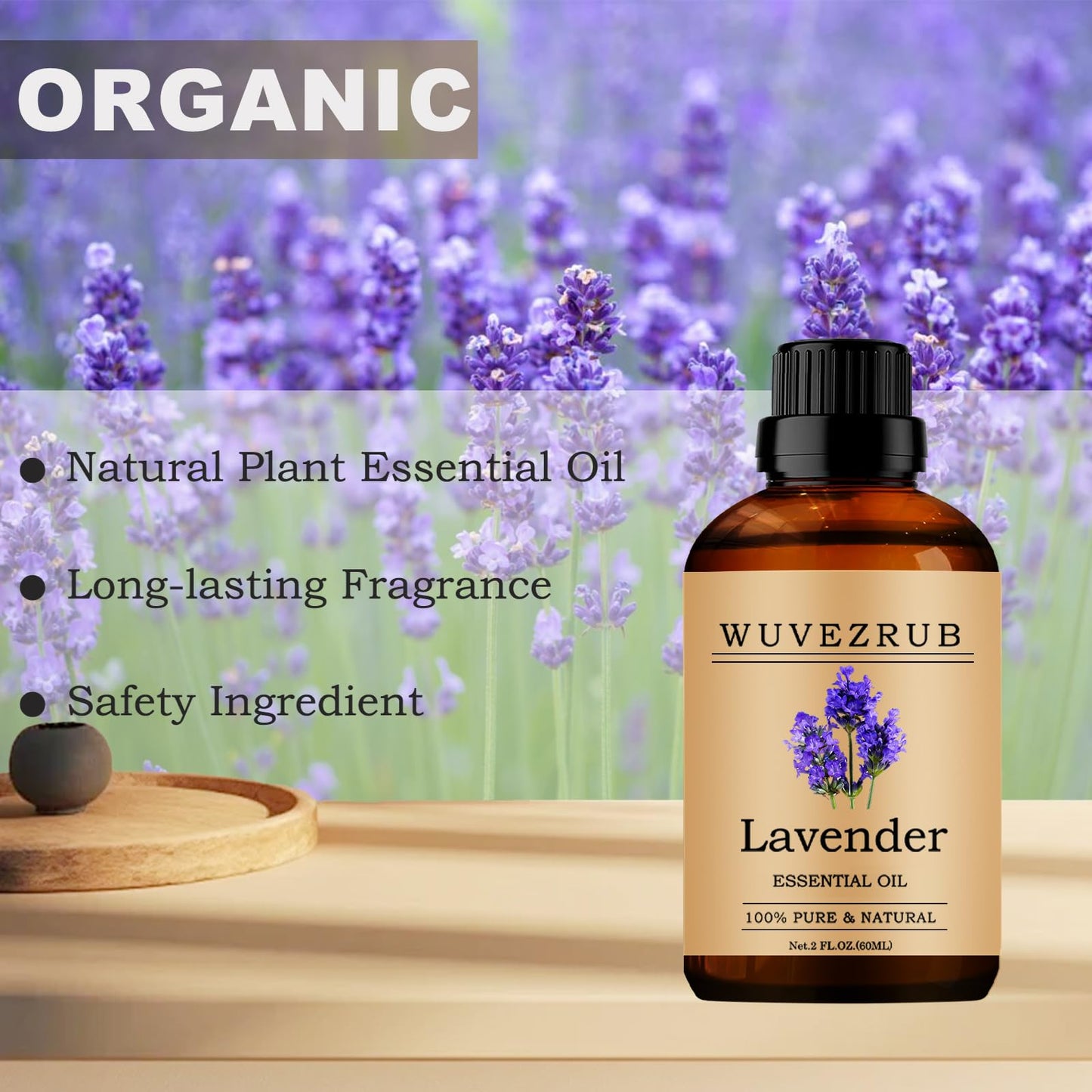 Wuvezrub Lavender Essential Oil 60ML | Pure & Natural for Aromatherapy Diffusers