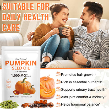 Xaarty Pumpkin Seed Oil Capsules 1000mg Cold-Pressed Non-GMO 300 Softgels