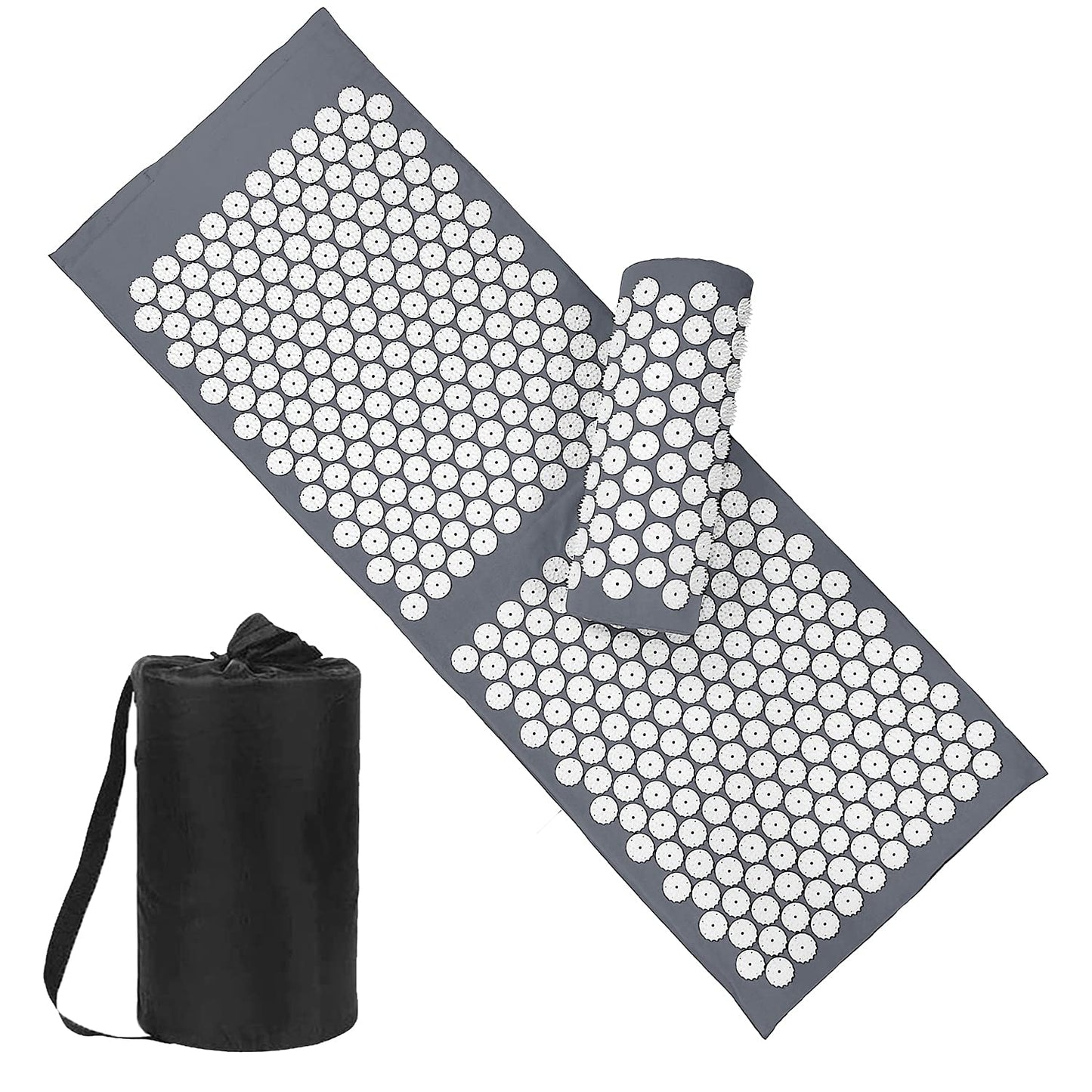 XiaoMaGe Acupressure Mat & Pillow Set – Gray, Back Pain Relief