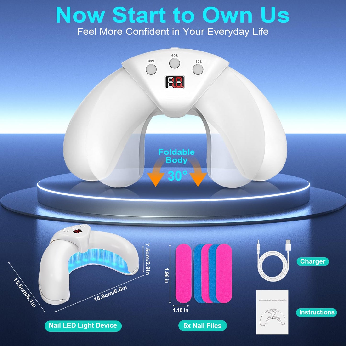 XiNanc Nail Fungus Laser Treatment LED Light Device | Rechargeable Toenail Light Therapy