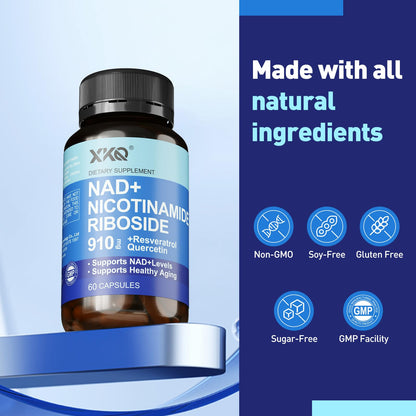 XKQ NAD+ Supplement 910mg – 60 Servings | Nicotinamide Riboside for Energy & Healthy Aging