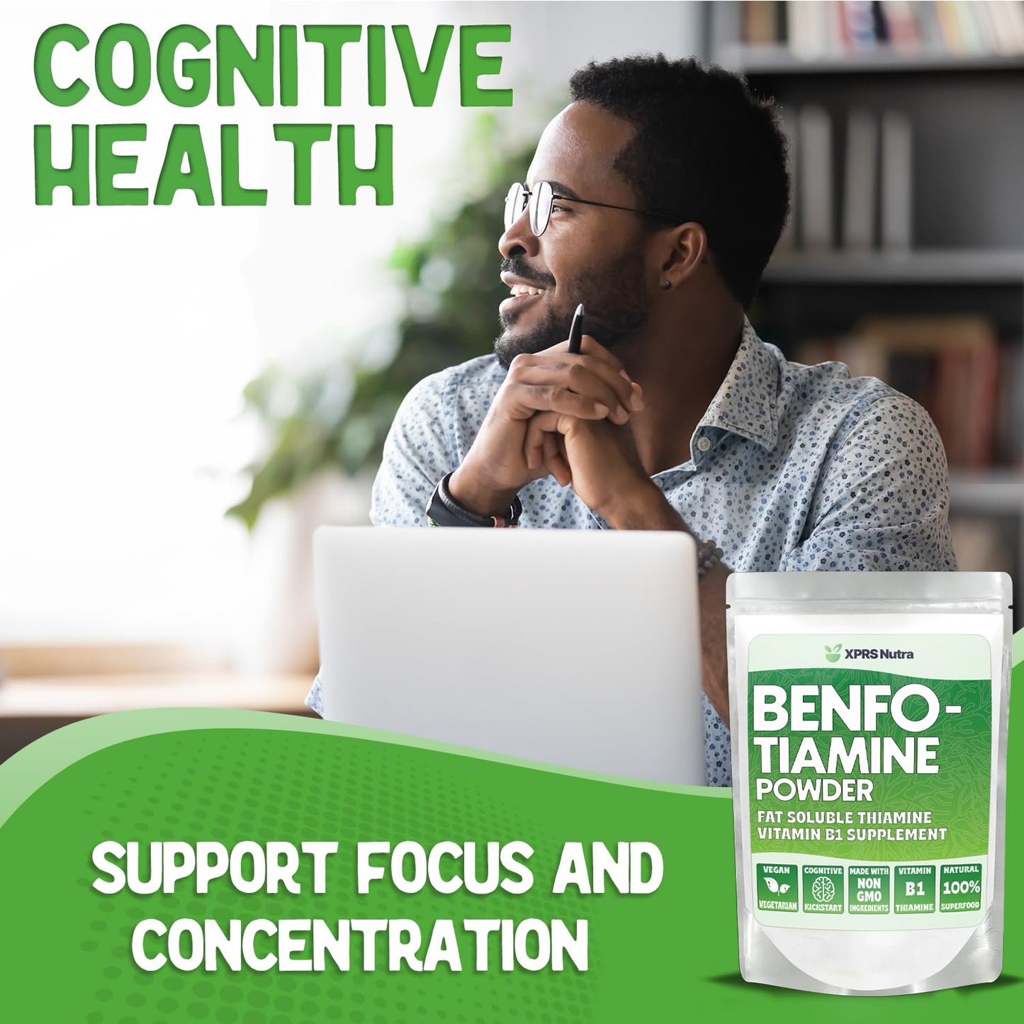 XPRS Nutra Benfotiamine (Thiamine) – Fat-Soluble B1 for Cognitive Health, Vegan, 2 Oz