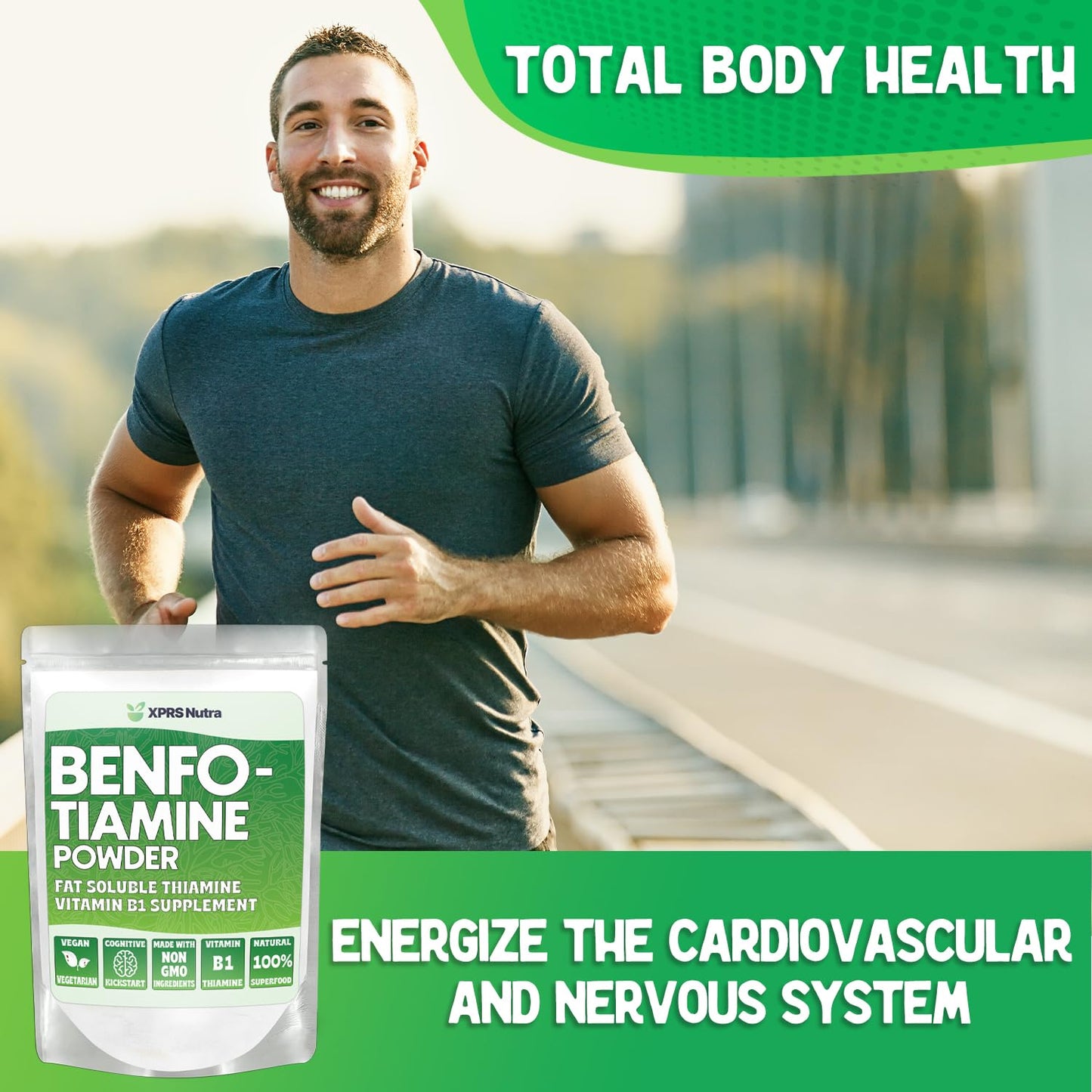 XPRS Nutra Benfotiamine Powder (Thiamine) - Fat Soluble Happy Heart Thiamine Supplement - Advanced Vitamin B1 Benfotiamine for a Cognitive Boost - Vegan Friendly Benfotamine Powder (1 Ounce)
