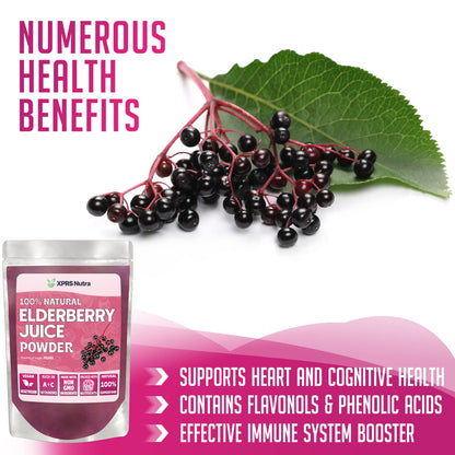 XPRS Nutra Elderberry Juice Powder – Organic Elderberry Powder (16 oz) | Vitamin A & C
