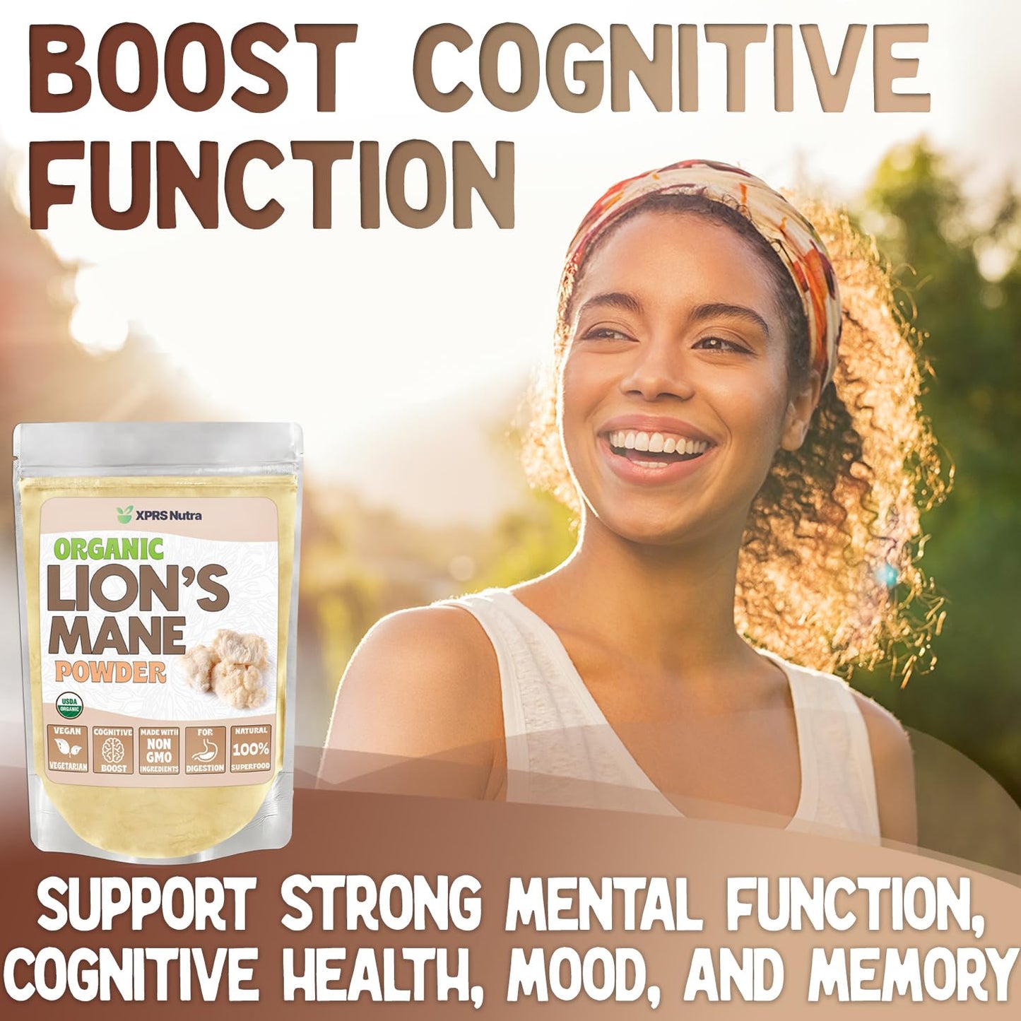 XPRS Nutra Organic Lion's Mane Mushroom Powder – Mental Clarity, Cognition & Immunity (16 oz)