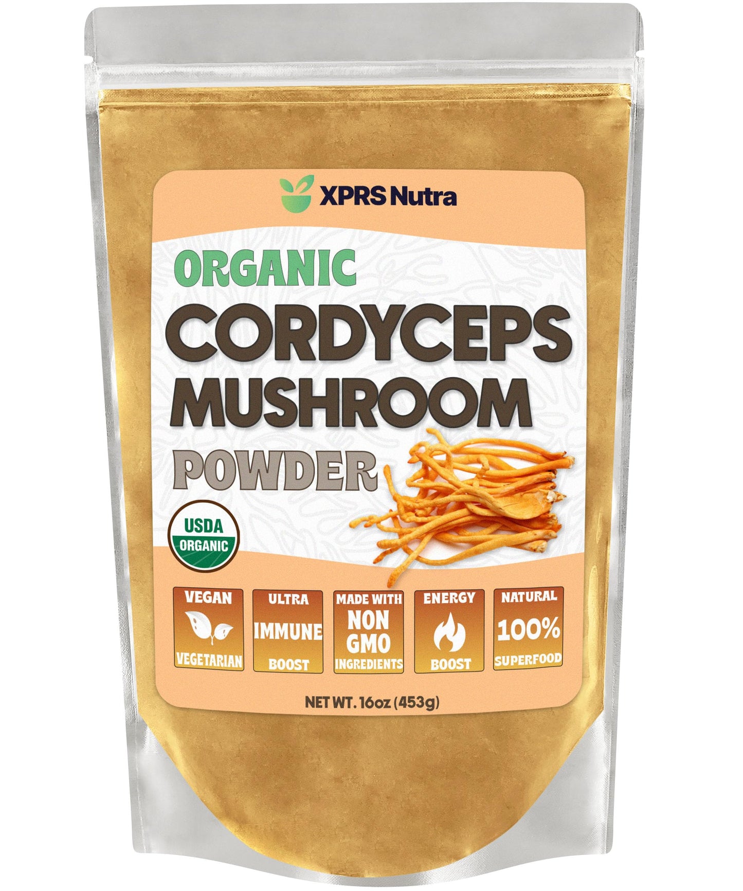 XPRS Nutra Organic Cordyceps Mushroom Powder – Energy & Immune Support (16 oz)