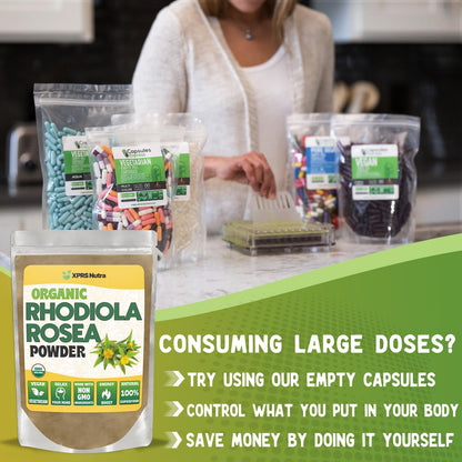 XPRS Nutra Organic Rhodiola Rosea Powder – USDA Organic, Vegan, Cognition & Energy (1 oz)