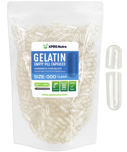XPRS Nutra Size 000 Empty Gelatin Capsules – 1000 Count – DIY Filling