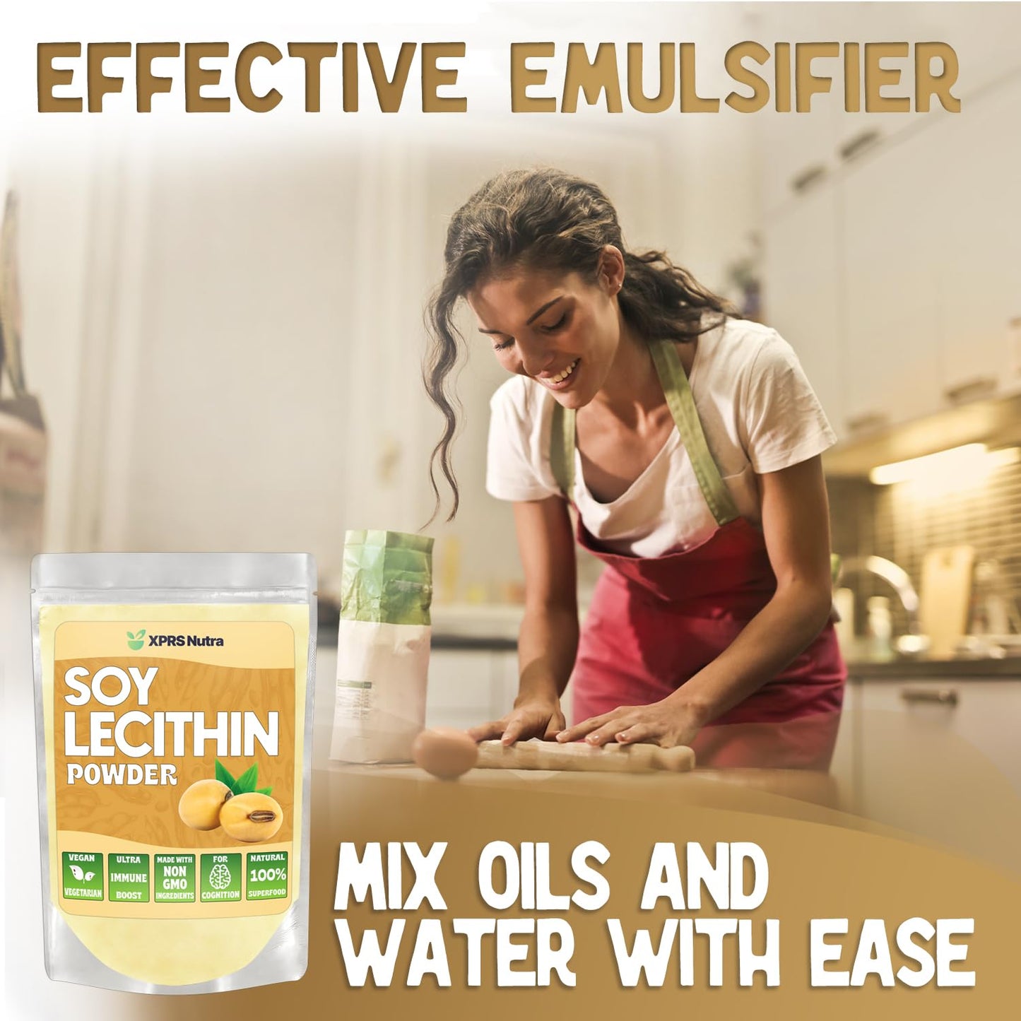 XPRS Nutra Soy Lecithin Powder – Food Grade Emulsifier (Vegan, 4 oz)