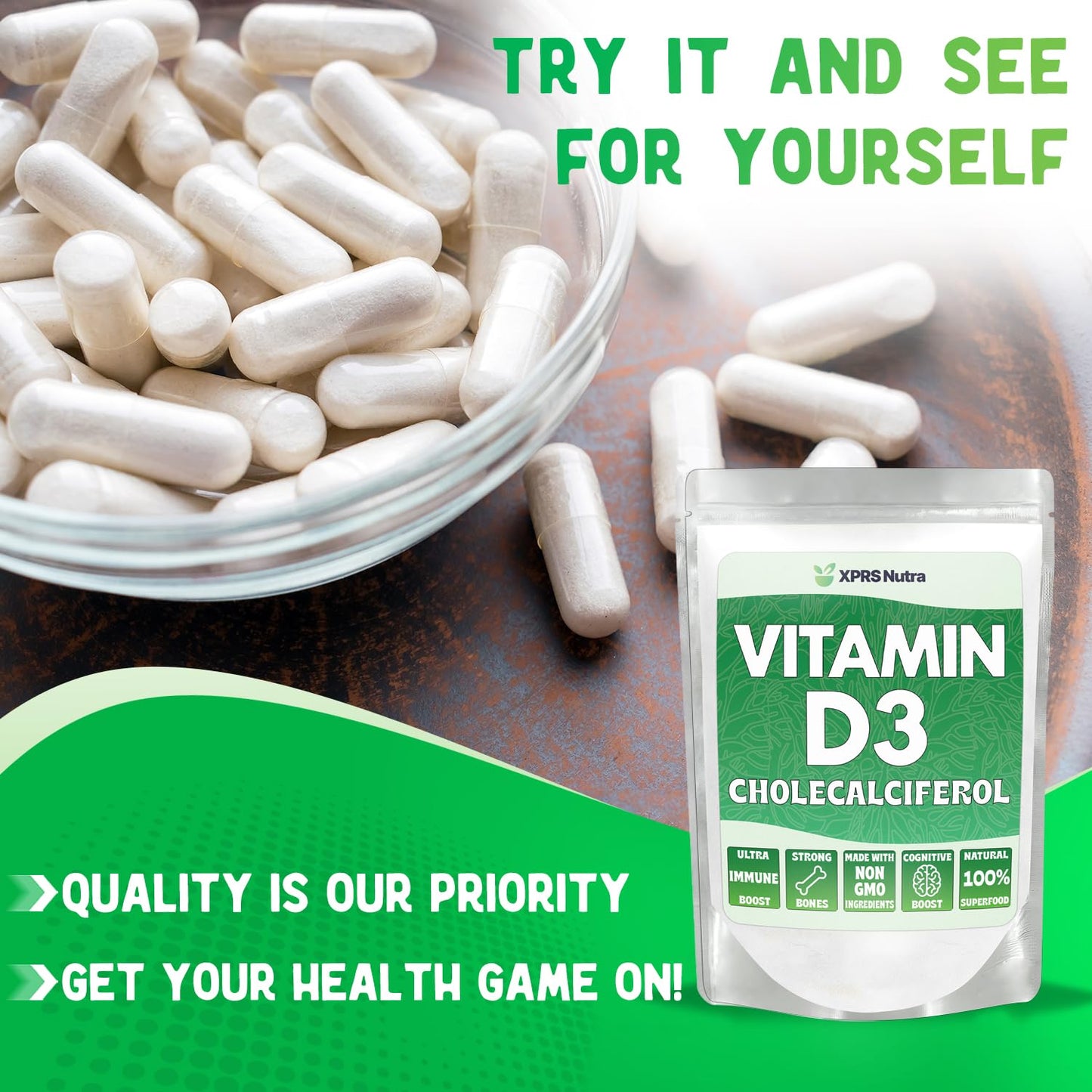 XPRS Nutra Vitamin D3 Powder (Cholecalciferol) - Unflavored 8 oz Pack of 6