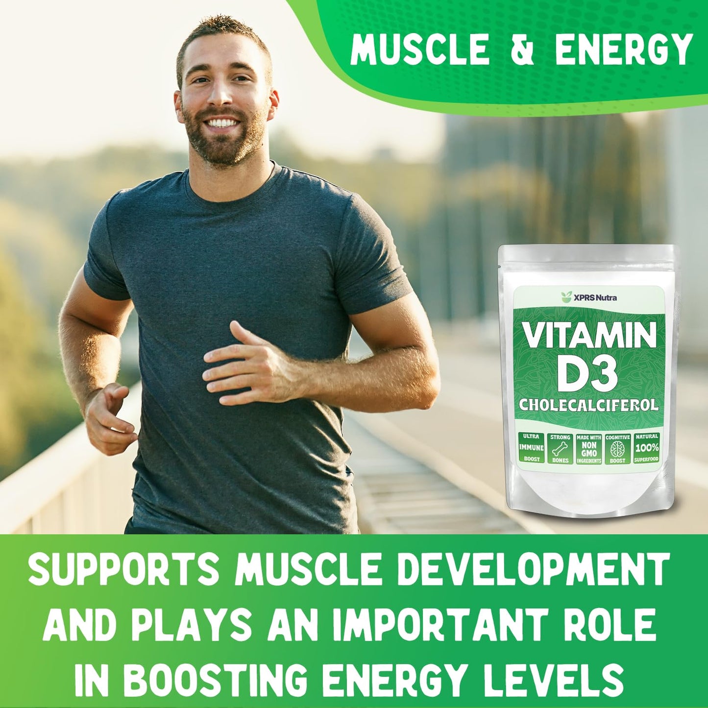 XPRS Nutra Vitamin D3 Powder (Cholecalciferol) - Unflavored 8 oz Pack of 6