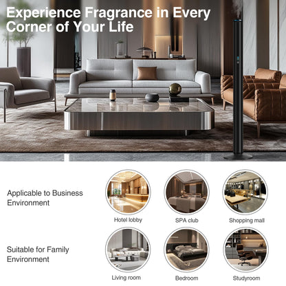 XspideM Waterless Scent Diffuser Starter Kit — 2,000 Sq Ft Coverage, 5 Oils, Remote, Black, 40in